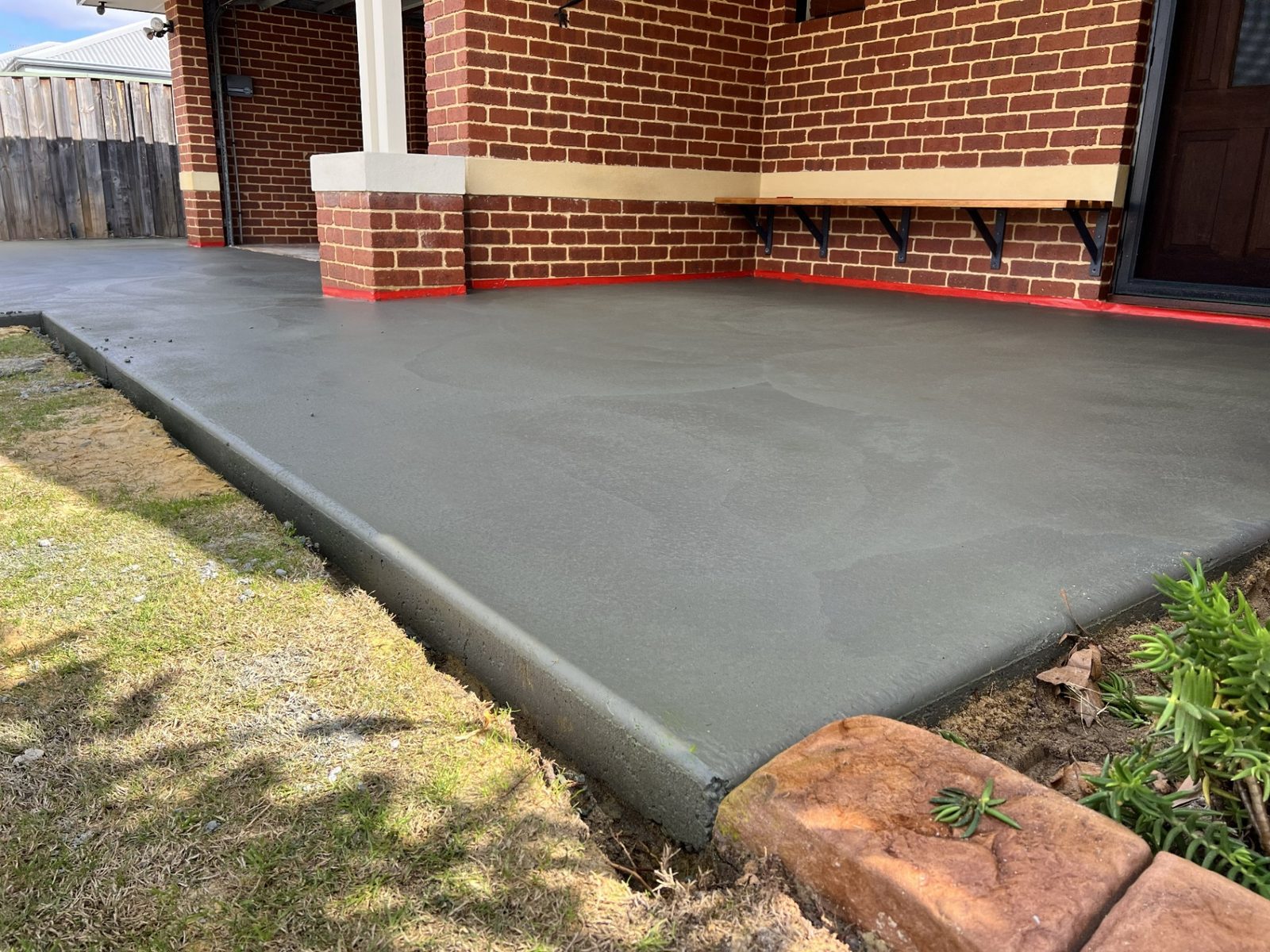 Plain grey concrete patio
